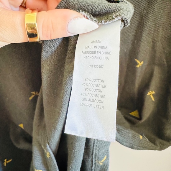 MEN AMBSN CALIFORNIA Forrest Green Print Casual Button Polo Short Sleeve Shirt M - Picture 5 of 7